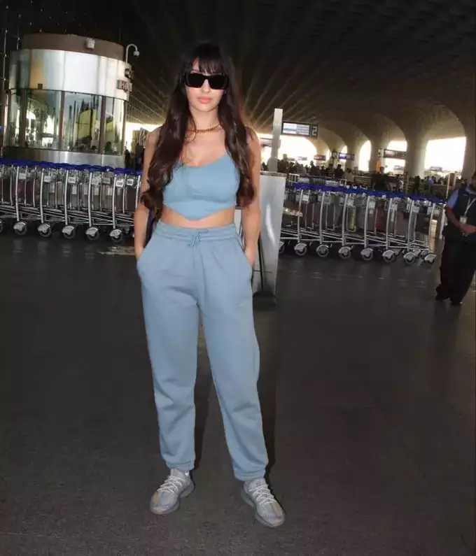 Beautiful Nora Fatehi In COMFY CHANEL Sweats At The Airport 