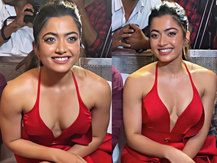 Rashmika Mandana arrived at the trailer launch wearing a printed lehenga and deep neck blouse, beauty is being discussed everywhere