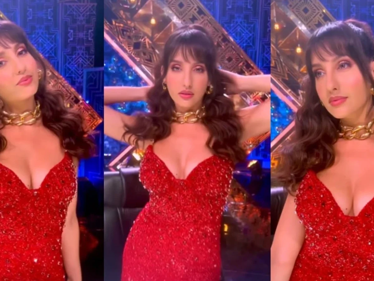 Nora Fatehi sets the internet on fire in a pearl deep-neck