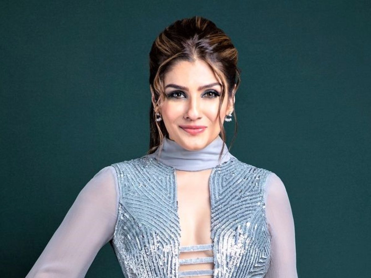 Raveena Tandon's bo*ldness did not stop even at the age of 48, glamorous  style shown in transparent Thigh high slit saree - informalnewz