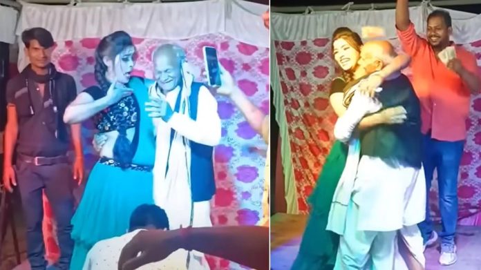 Tau ji did romance with dancer on 'Angoori Badan', this act by hugging chest, watch VIDEO