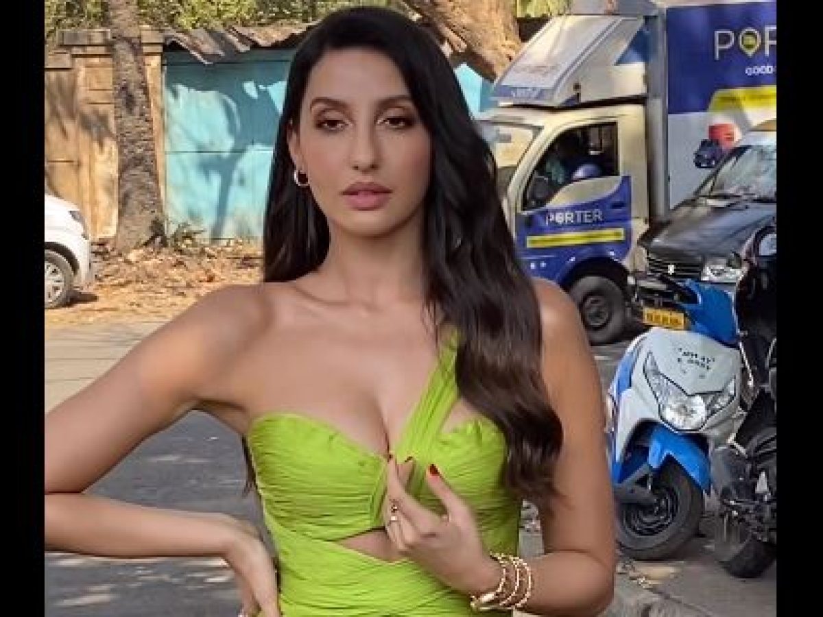 Nora Fatehi sets the internet on fire in a pearl deep-neck