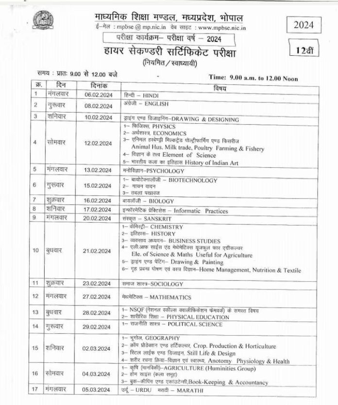 Board Exam Time Table 2024 Big update for the students! Board released