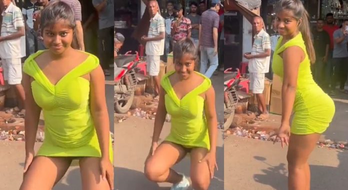 Girl Dance: Girl showed bold dance wearing mini dress on the roadside, people went crazy after watching viral video