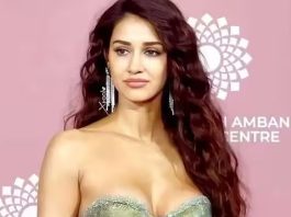 Disha Patani dropped the pallu of the saree and posed in a