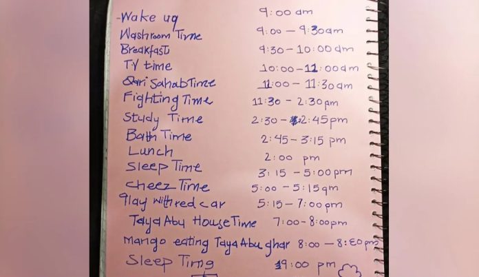 6 year old child made such a time table, after seeing it you will feel bad while laughing