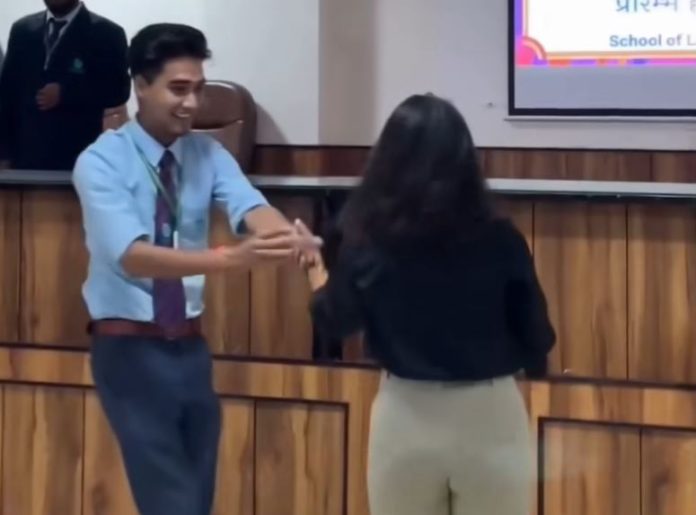 Funny Video: Boy and girl were doing couple dance in college; suddenly the boy got so shy