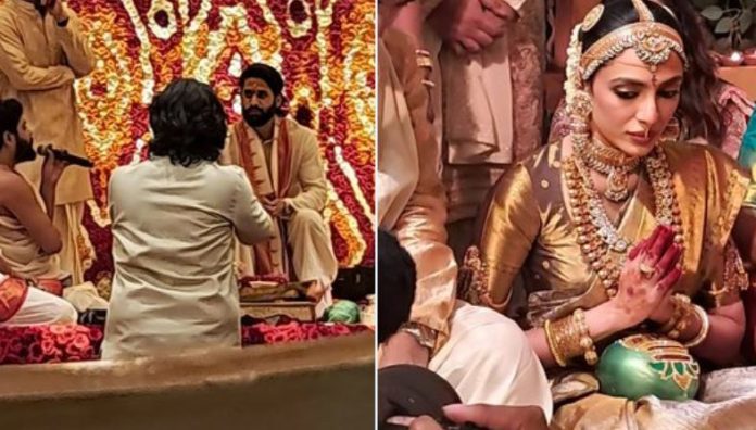 Shobhita became the bride and Naga Chaitanya became the groom, picture came out from the mandap, rituals started