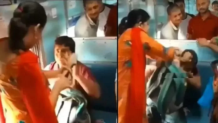 Viral Video: Man had to commit obscene act in a moving train, it was costly, woman gave him many slippers